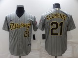 MLB Pittsburgh Pirates #21 Roberto Clemente Grey Game Nike Jersey