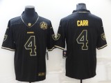 Men's Las Vegas Raiders #4 Derek Carr Black/Gold With 60th Anniversary Patch Vapor Limited Jersey