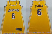 Women Los Angeles Lakers #6 Lebron James Yellow Dress Jersey