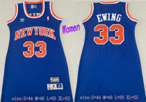 Women NBA Knicks #33 Patrick Ewing Blue Dress Jersey