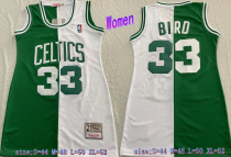 Women NBA Boston Celtics #33 Bird Green/White Split 1997-98 Throwback Dress Jersey