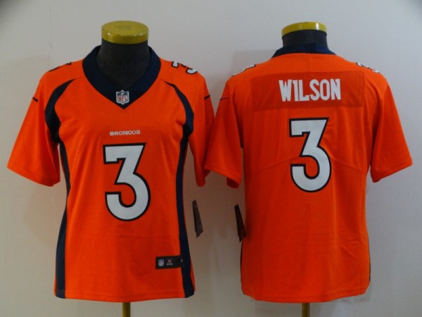 Women Denver Broncos #3 Russell Wilson Orange Vapor Untouchable Limited Jersey