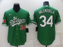 MLB Los Angeles Dodgers #34 Valenzuela Green Game Jersey