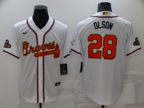 MLB Atlanta Braves #28 Matt Olson 2022 White/Gold World Series Champions Program Jersey