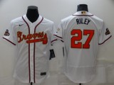 MLB Atlanta Braves #27 Austin Riley 2022 White/Gold World Series Champions Program Flex Elite Jersey