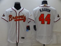 MLB Atlanta Braves #44 Hank Aaron 2022 White/Gold World Series Champions Program Flex Elite Jersey