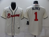 MLB Atlanta Braves #1 Ozzie Albies  Cream Game Nike Jersey
