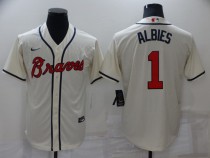MLB Atlanta Braves #1 Ozzie Albies  Cream Game Nike Jersey