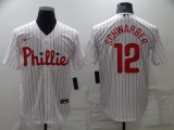 MLB Philadelphia Phillies #12 Schwarber White Game Nike Jersey