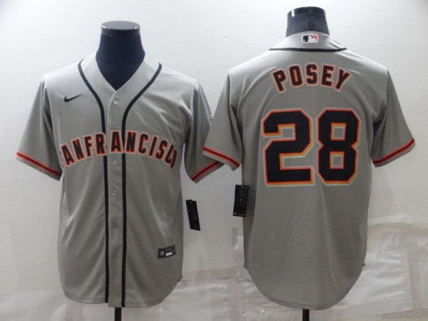 MLB San Francisco Giants #28 Posey Grey Game Nike Jersey