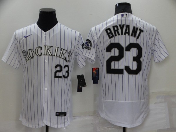 MLB Colorado Rockies #23 Bryant White Flex Base Elite Jersey