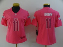 Women Philadelphia Eagles #11 A. J. Brown Pink Jersey
