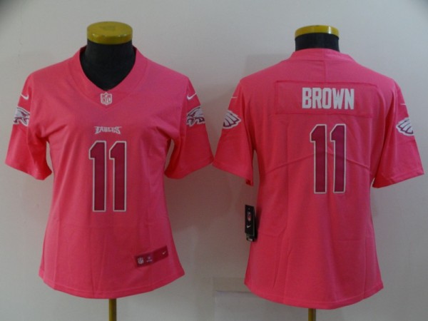 Women Philadelphia Eagles #11 A. J. Brown Pink Jersey