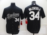 Men's Los Angeles Dodgers #34 Toro Valenzuela Black Throwback Jersey