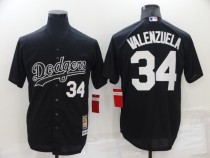 Men's Los Angeles Dodgers #34 Toro Valenzuela Black Throwback Jersey