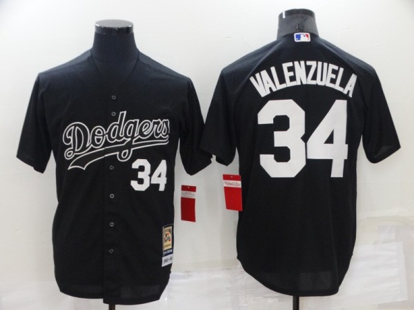 Men's Los Angeles Dodgers #34 Toro Valenzuela Black Throwback Jersey