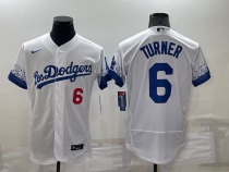 MLB Los Angeles Dodgers #6 Turner White City Connect Flex Base Elite Jersey