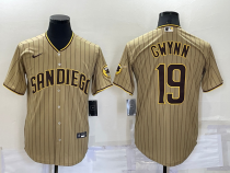 MLB San Diego Padres #19 Tony Gwynn Brown Strip Game Nike Jersey