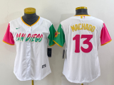 Women MLB San Diego Padres #13 Manny Machado White 2022 City Connect Jersey