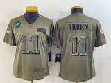 Women Philadelphia Eagles #11 A. J. Brown Olive Salute To Service Limited Jersey