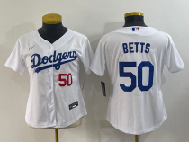 Women MLB Los Angeles Dodgers #50 Betts White Game Nike Jersey