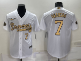 Men's Atlanta Braves #7 Dansby Swanson White 2022 All-Star Jersey