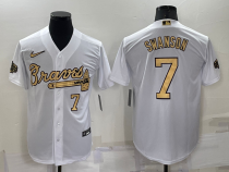 Men's Atlanta Braves #7 Dansby Swanson White 2022 All-Star Jersey
