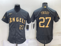MLB Los Angeles Angels #27 Mike Trout Charcoal 2022 All-Star Grey Flex Base Elite Jersey