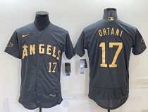 MLB Los Angeles Angels #17 Shohei Ohtani Charcoal 2022 All-Star Grey Flex Base Elite Jersey
