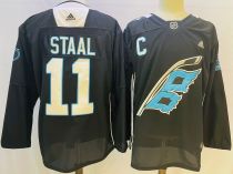 Men's NHL Carolina Hurricanes#11 Jordan Staal 2022 Black Warm-Up Adidas Jersey