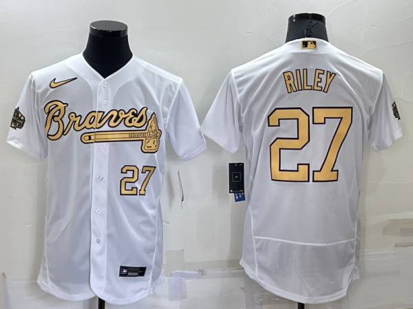 MLB Atlanta Braves #27 Austin Riley 2022 All-Star White Flex Base Elite Jersey