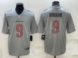 Men's Cincinnati Bengals #9 Joe Burrow Grey Atmosphere With Patch Fashion Limited Jersey