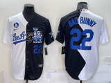 MLB Los Angeles Dodgers #22 Bad Bunny 2022 All-Star White/Black Split Jersey