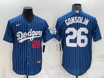 MLB Los Angeles Dodgers #26 Gonsolin Navy Thorwback Jersey