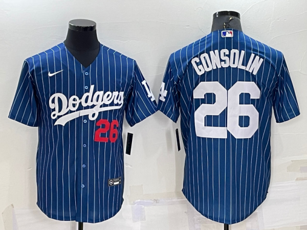 MLB Los Angeles Dodgers #26 Gonsolin Navy Thorwback Jersey