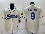 Copy Men's Los Angeles Rams #9 Matthew Stafford Cream Baseball Nike Jersey