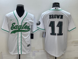 Men's Philadelphia Eagles #11 A. J. Brown Grey Baseball Nike Jersey