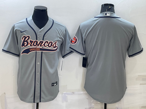 Men's Denver Broncos Blank Grey Baseball Nike Jersey
