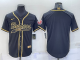 Men's Denver Broncos Black Gold With Patch Baseball Jersey