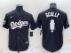 MLB Los Angeles Dodgers #67 Vin Scully Black Big Logo With Vin Scully Patch Jersey