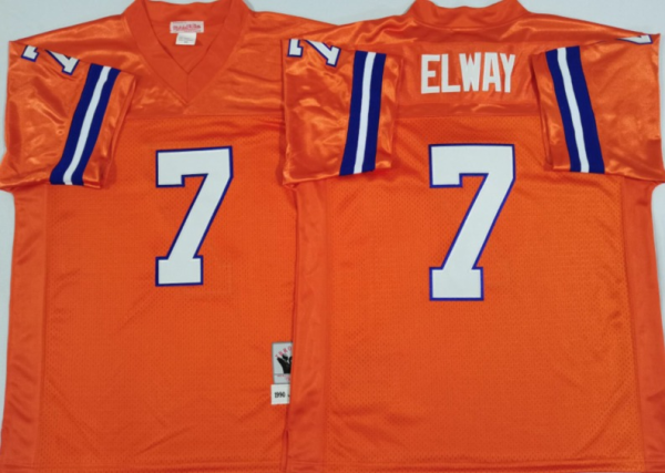 NFL Denver Broncos #7 Elway Orange Throwback New Style Jersey