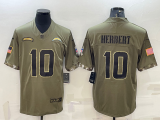 Men's Los Angeles Chargers #10 Justin Herbert 2022 Olive Salute To Service Limited Jersey