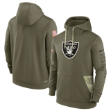 Men's Las Vegas Raiders 2022 Olive Salute To Service Therma Performance Pullover Hoodie