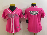 Women Philadelphia Eagles Pink Team Big Logo With Patch Baseball Nike Jersey