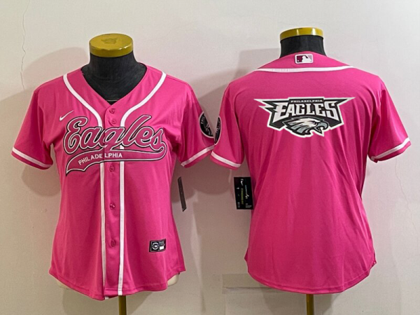 Women Philadelphia Eagles Pink Team Big Logo With Patch Baseball Nike Jersey