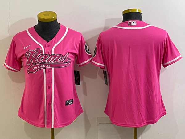 Women Los Angeles Rams Blank Pink Baseball Jersey