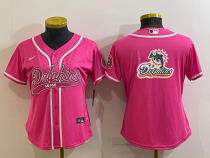 Women Miami Dolphins Pink Team Big Logo With Patch Baseball Nike Jersey