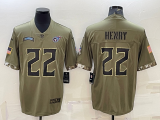 Men's Tennessee Titans #22 Derrick Henry 2022 Olive Salute To Service Limited Jersey