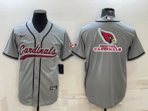 Men's Arizona Cardinals Grey Team Big Logo With Patch Baseball Nike Jersey
