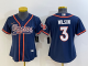 Women Denver Broncos #3 Russell Wilson Blue Baseball Nike Jersey